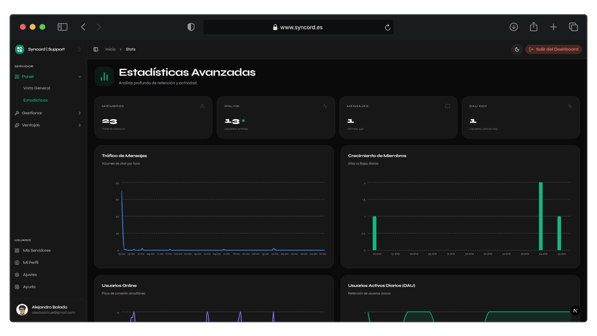 Syncord Dashboard Preview